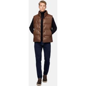 Boggi, Gilet In Vera Pelle Imbottito In Piuma, Uomo, Marrone, Taglia: L