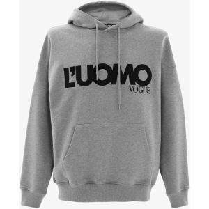 Felpa con cappuccio L’UOMO grigia con logo ricamato nero