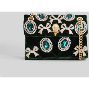 Borsa a spalla Mini Kensington in Velluto Verde