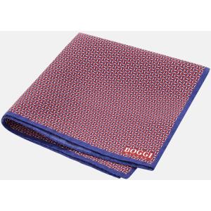 Boggi, Pochette Motivo Micro Geometrico In Seta, Uomo, Burgundy