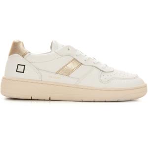 D.A.T.E. Sneakers in pelle con lacci COURT 2.0 Bianco-oro Pelle Donna