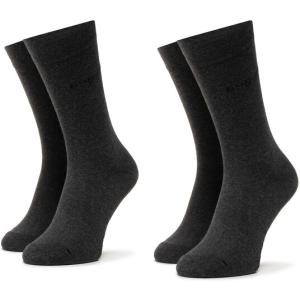 33-Set di 2 paia di calzini lunghi da uomo 6702 Grigio