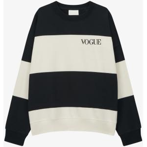 Felpa VOGUE Stripes Edition nera a righe bianche larghe