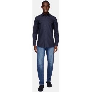 Boggi, Camicia In Flanella Di Cotone Tencel Reg, Uomo, Navy, Taglia: M