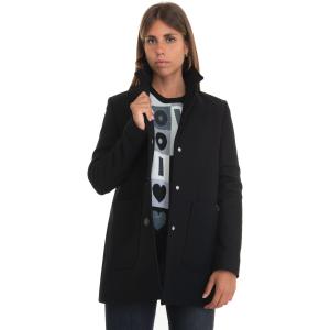 Love Moschino Cappotto in panno Nero Lana vergine Donna