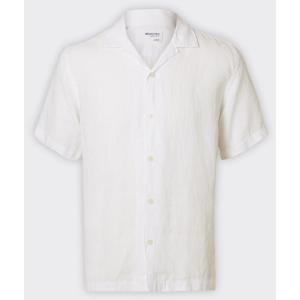 Selected Homme Camicia Ss Kylian Resort Linen Bianca