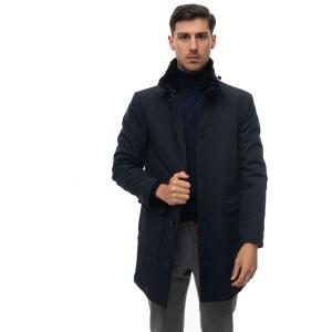 Kiton Giaccone in tessuto Blu Poliestere Uomo