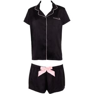 Bluebella Abigail Set Camicia e Short Nero/Rosa