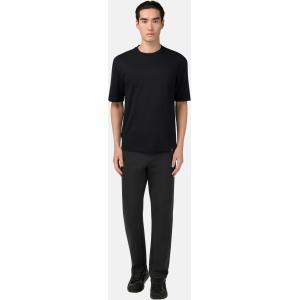 Boggi, T-shirt Girocollo In Interlock Di Cotone Pima, Uomo, Nero, Taglia: S