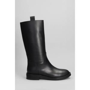 tronchetti tacco basso  in Pelle Nera