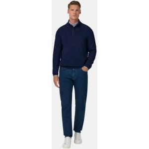 Boggi, Maglia Mezza Zip In Lana Cashmere, Uomo, Navy, Taglia: L