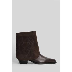 tronchetti texani  in pelle e camoscio Marrone