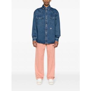 Camicia In Denim Con Monogramma Palm Angels Blu Taglia L Palm Angels  Taglia L