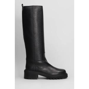 Stivali tacco basso in Pelle Nera