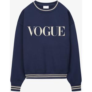 Felpa VOGUE Stripes Edition blu con logo ricamato crema