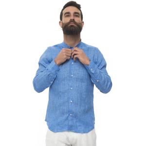 Vincenzo De Lauziers Camicia casual Azzurro Lino Uomo