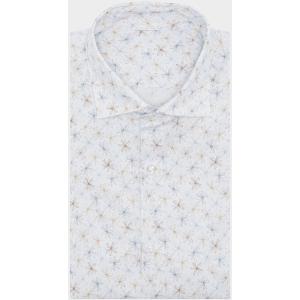 Camicia fantasia in puro cotone con collo francese