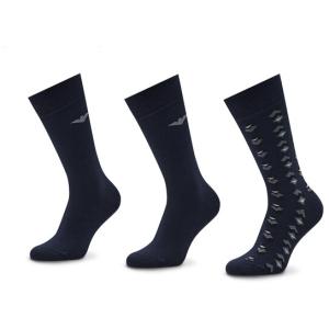 33-Set di 3 paia di calzini lunghi da uomo 302402 2F283 01736 Blu scuro