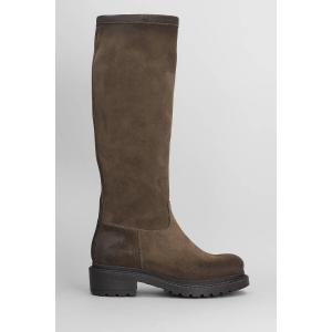 Stivali tacco basso  in Camoscio Taupe