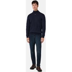 Boggi, Maglia Mezza Zip In Lana Merino, Uomo, Navy, Taglia: L