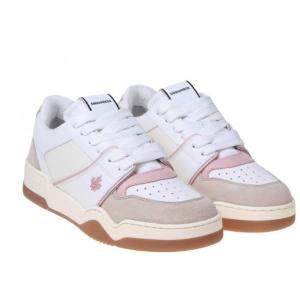 Sneakers In Pelle E Camoscio Bianco E Rosa Dsquared2 Bianco Taglia 36 Dsquared2 Taglia 36