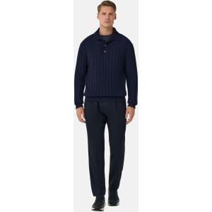 Boggi, Polo Di Maglia In Misto Cashmere, Uomo, Navy, Taglia: L