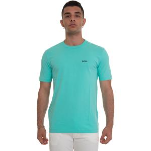 BOSS T-shirt girocollo TEE Turchese Cotone Uomo