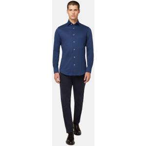Boggi, Polo Camicia In Jersey Giapponese Regular Fit, Uomo, Navy, Taglia: XXXL