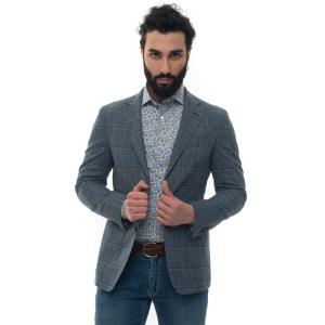 Luigi Borrelli Giacca sfoderata decostruita Nisida Blu medio Cotone Uomo