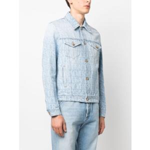 Giacca In Denim Con Logo All Over Versace Blu Taglia 48 Versace  Taglia 48