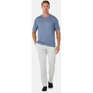 Boggi, T-shirt In Jersey Di Lino Stretch Elasticizzato, Uomo, Indaco, Taglia: L