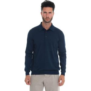 Kiton Polo manica lunga Blu Cachemire Uomo