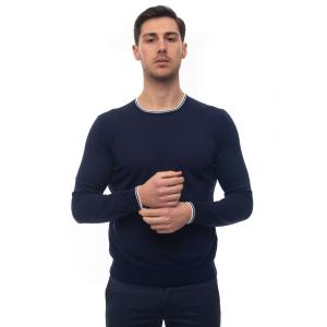 Fay Maglia girocollo Blu/bianco Cotone Uomo