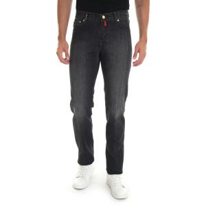 Kiton Jeans stone washed Denim nero Cotone Uomo