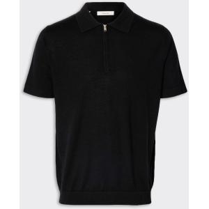 Selected Homme 16099690 SLHTRAY SS KNIT HALF ZIP POLO NOOS Black