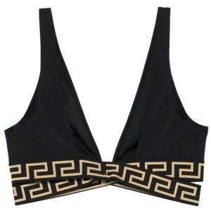 Top Bikini Con Stampa Greca Versace Nero Taglia 1 Versace  Taglia 1