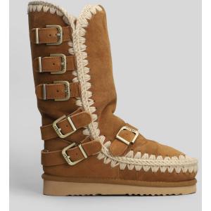 Stivali tacco basso Eskimo 40 in Camoscio Marrone