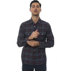 Kiton Camicia sportiva da uomo Blu/bordeau Cotone Uomo