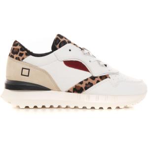 D.A.T.E. Sneakers con lacci LUNA ANIMALIER Bianco Pelle Donna