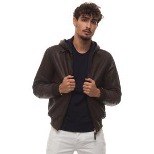 The Jack Leathers Giubbino con cappuccio Battery Marrone Pelle Uomo