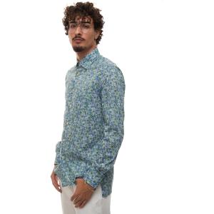Kiton Camicia casual Azzurro/verde Cotone Uomo