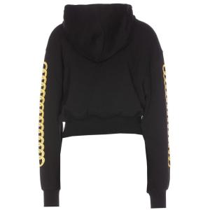 Felpa Cropped Con Stampa Logo Catena Versace Jeans Couture Nero Taglia S Versace Jeans Couture  Taglia S