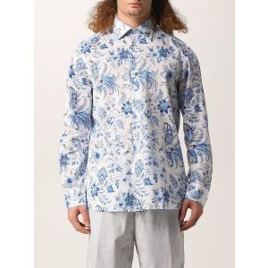 Camicia Paisley Floreale In Cotone Etro Blu Taglia 40