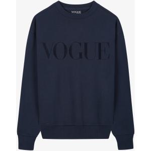 Felpa VOGUE blu navy con logo ricamato tono su tono