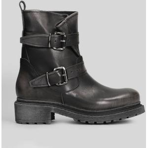 tronchetti tacco basso  in Pelle Nera