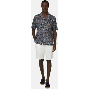 Boggi, Camicia In Lino Stampato Regular Fit, Uomo, Burgundy, Taglia: S