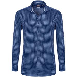 Camicia trendy blu con microfantasia azzurra francese