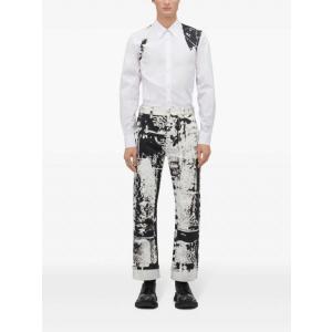 Camicia Con Imbracatura Stampata Alexander Mcqueen Bianco Taglia 15.5 Alexander Mcqueen Taglia 15.5