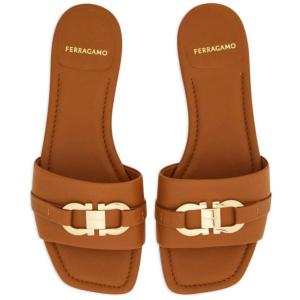 Sandali Bassi Gancini In Pelle Ferragamo Marrone Taglia 5.5 Ferragamo Taglia 5.5