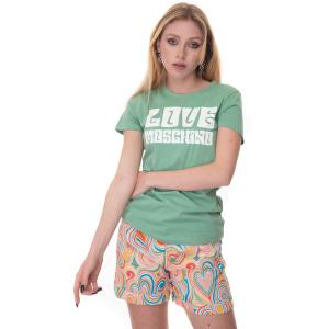 Love Moschino T-shirt girocollo Verde Cotone Donna
